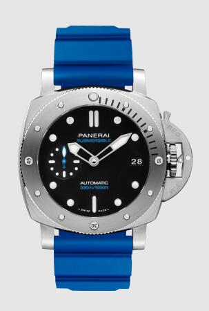 Panerai Submersible 42mm Replica Watch PAM00973 CAOUTCHOUC LIGHT BLUE